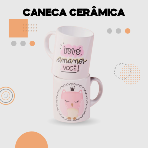 Caneca Branca Cerâmica Live 325ml Cerâmica Live 325ml 4x0 Sem Revestimento Personalizado 