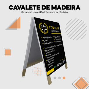 Cavalete de Madeira - 60x100cm Lona Front Light 440g 60x100cm 4x4 Personalizado Madeira Pinos 