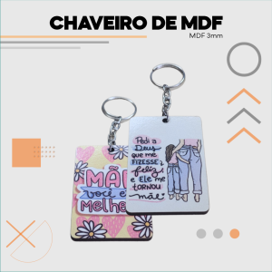 Chaveiro MDF 3mm MDF 3mm Personalizado 4x0 Sem Revestimento Sem Acabamento 